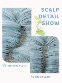 alicegarden 1 合成耐热、波浪假发蓝色假发，30 英寸长，由纤维制成，适合日常使用，自然逼真的假发（不包括配件） - 淺藍色 - 查看 5