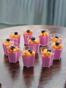 10个/20个一次性塑料创意迷你星形慕斯杯布丁杯提拉米苏杯果冻甜品杯无盖