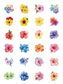 50/100 Stück Hibiskus Blumen Aufkleber, Frühlings-Blumen-Kunst Vinyl wasserfeste Aufkleber für Wasserflaschen, Laptops, süße Geschenke für Freunde, Partygeschenke, schöne Aufkleber für Kinder Erwachsene Jugendliche, Schulanfang