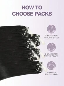 50 Strands Micro Loop Hair Extensions Nature Black 14-22inch Straight Micro Link Real Human Hair Hair Extensions Invisible Micro Beads Thick Micro Ring Hair Extensions Halloween Costumes - S1B - View 6