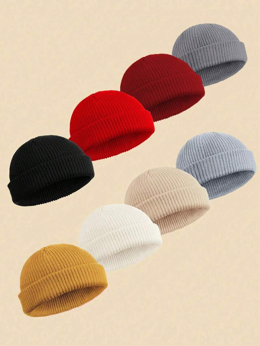 儿童幼儿时尚纯色无檐小便帽，柔软舒适的针织帽，适合 3-12 岁儿童，休闲装或节日礼物 - 彩色 - 查看 1