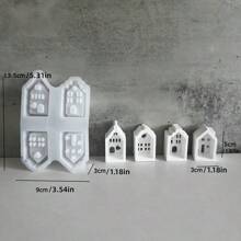 4 件套新款欧式房屋硅胶模具，小尺寸氛围装饰灯房石膏树脂模具 - 白色 - 查看 3