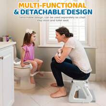2-IN-1 Potty Training Toilet Seat With Step Stool For Toddler, Stability Training Potty Seat For Kids Boys Girls With Splash Guard And Anti-Slip Pad, Adjustable Ladder & Potty Seat Height, Grey - Màu Xám nhạt - Xem 7
