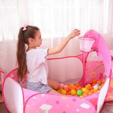 SONGMICS Parque Infantil Pop-up, 3 en 1, Tienda para Niños, Tema de Unicornio, Idea de Regalo, Fiesta de Cumpleaños, Rosa