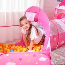 SONGMICS Parque Infantil Pop-up, 3 en 1, Tienda para Niños, Tema de Unicornio, Idea de Regalo, Fiesta de Cumpleaños, Rosa