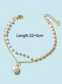 Faux Pearl Decor Layered Anklet