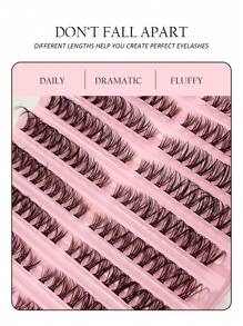 200Pcs D Curl 30D Pro Mixed Length Individual Eyelash Extensions, High Capacity Natural Beginner Single Cluster DIY Segmented Eyelashes - D - View 2