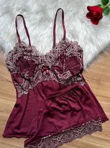 Women Pajama Sets - Burgundy - View 1