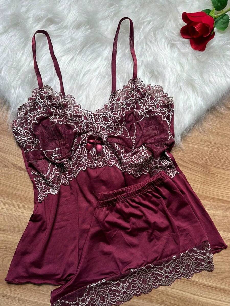 Women Pajama Sets - Burgundy - View 1