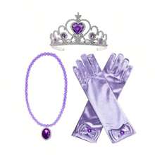 1/4/6件套公主裙配饰美人鱼假发公主假发皇冠手套项链套装，圣诞节