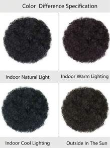 合成假髮，蓬鬆合成髮，非洲短髮，歐美Afro，蓬鬆捲曲毛毛蟲髮型短髮爆炸髮型，繩繩拉繩，女性馬尾髮型延伸 - 黑色 - 查看 8