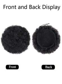 合成假髮，蓬鬆合成髮，非洲短髮，歐美Afro，蓬鬆捲曲毛毛蟲髮型短髮爆炸髮型，繩繩拉繩，女性馬尾髮型延伸 - 黑色 - 查看 4