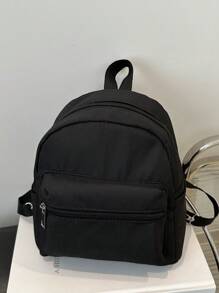 1 chiếc Balo học sinh mini đa năng - Túi đi làm họa tiết sọc dễ thương, có nhiều ngăn và dây đeo vai thoải mái - màu đen - Xem 4