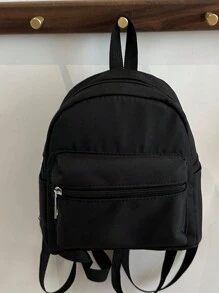 1 chiếc Balo học sinh mini đa năng - Túi đi làm họa tiết sọc dễ thương, có nhiều ngăn và dây đeo vai thoải mái - màu đen - Xem 9