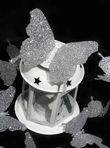 96pcs/48pcs Glitter Silver 3D Butterfly Wall Sticker, Stickers, Wall Decal, Vinyl Decal For Home Decorations, Spring Decoration Items Refresh Your Home, Rama Decoration Stickers - Silver - View 2