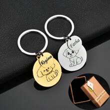 1 件经典个性化定制不锈钢可爱宠物吊坠，可用作钥匙扣、宠物身份标签、最佳朋友节日周年纪念礼物、礼盒包装 - 多 - 查看 2
