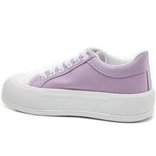 Canvas Sneaker With Chunky Sole And Classic Details - Purple - View 3