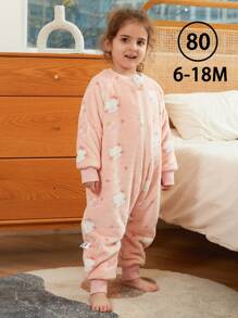 MICHLEY 1件装法兰绒婴儿睡袋，长袖拉链可穿戴睡袋，适合秋冬季男女宝宝，可爱休闲，适合休闲度假的宝宝用品