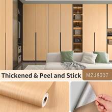 1 Roll Modern Imitation Wood Grain Self-Adhesive Wallpaper, Removable And Reusable, Easy Installation, Heat Resistant, Waterproof And Moisture-Proof PET Material Wallpaper For Home Decor, Sizes 40/60/80*300/500/1000cm, Suitable For Living Room, Dining Room, Bedroom, Kitchen, Office Walls, As Well As Desks, Cabinets, Wardrobe, Countertop Furniture Renewal - Multicolor - View 17