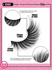 Asiteo 5 Pairs Cat Eye False Eyelashes, Soft Black Band, Fox Eye Lashes, Fluffy Faux Mink Eyelashes, Natural Makeup Effect, Eyelash Extension Makeup - 眼尾拉長款 - 查看 5