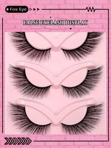 Asiteo 5 Pairs Cat Eye False Eyelashes, Soft Black Band, Fox Eye Lashes, Fluffy Faux Mink Eyelashes, Natural Makeup Effect, Eyelash Extension Makeup - 眼尾拉長款 - 查看 4