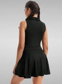 Blaosn Golf Tennis Dress  Dresses For Women With Pockets Shorts 2 Piece Sets Outfits For Sleeveless Workout Athletic Dresses - màu đen - Xem 3