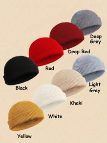 儿童幼儿时尚纯色无檐小便帽，柔软舒适的针织帽，适合 3-12 岁儿童，休闲装或节日礼物 - 彩色 - 查看 9