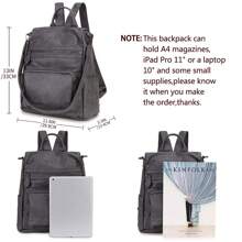 Anti-Theft Backpack For Women, Fashion PU Leather Rucksack Travel Convertiable Ladies Backpack Shoulder Bags Three Ways To Carry,Preppy Striped, Wedding Looks, Valentine's Day, Green Palette, Double Denim, Whimsical, Animal Prints, Festival Outfit, Winter Cozy, Preppy Striped, Wedding, Print Trending, - Grey - View 5