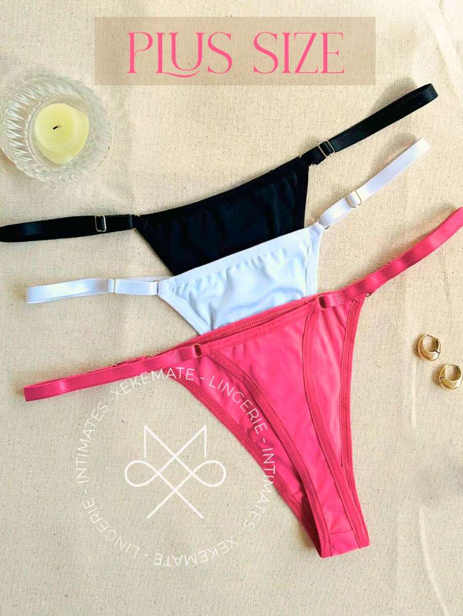 Kit 5 Plus Size Panties Comfort Thong Adjustment Straps Sensual Women's Lingerie Intimate Fashion