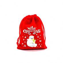 1 bolsa de regalo de Navidad - 1 pieza aleatoria de bolsa de regalo de franela con cordón, bolsa de embalaje de caramelos, 12 piezas (rojo) - Multicolor - Ver 14