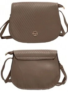 Bolsa Feminina Pequena com Alça Ajustável Envio Modelo Aleatório Sem Divisória - Marrom Claro - Visão 1