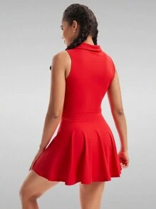 Blaosn Golf Tennis Dress  Dresses For Women With Pockets Shorts 2 Piece Sets Outfits For Sleeveless Workout Athletic Dresses - Đỏ - Xem 3