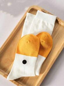 1 par de calcetines divertidos y originales con forma de pato en color amarillo y blanco, calcetines de media caña lindos y unisex como regalo