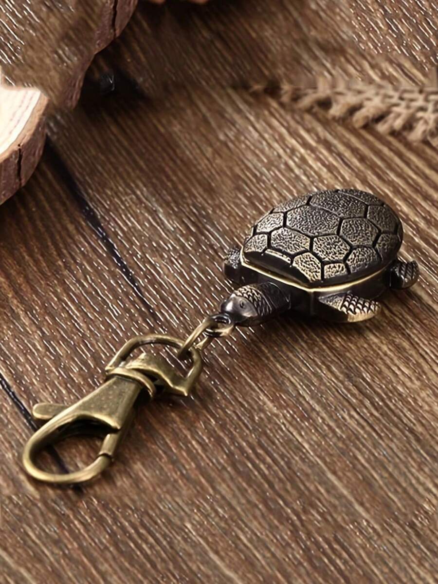 1pc Cute Turtle Shape Pocket Watch Vintage Bronze Keychain,Novelty Quartz Watch Keychain Pendant Bag Accessories Creative Gift Nurse Watch,Valentine'S Day Gifts,Gifts For Friends Key Chain Charms,Souvenir Gift For Xmas Birthday