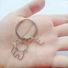 1pc 26 English Letters Metal Cartoon Cat Keychain, Creative Letter Keyring Accessory, Gift For Bag, Car, Couple, Unisex Car Accessories Bag Charm Backpack For School