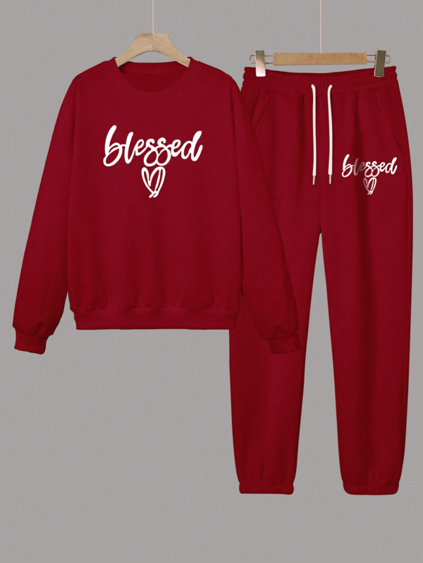 Ensemble deux pièces mode chaud en polaire avec Sweat-shirt-shirt à col rond + pantalon de survêtement de sport, imprimé lettres simple, convient pour l'automne et l'hiver, course, exercice, loisirs, confort à la maison