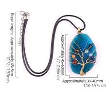 1pc Natural Agate Stone Life Of Tree Pendant Necklace Rough Wire Winding Pendant Sweater Chain Jewelry Women's For Necklace