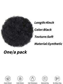 合成假髮，蓬鬆合成髮，非洲短髮，歐美Afro，蓬鬆捲曲毛毛蟲髮型短髮爆炸髮型，繩繩拉繩，女性馬尾髮型延伸 - 黑色 - 查看 6