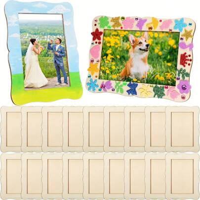 6pcs/20pcs Wood Photo Frames, Suitable For 4x6 Inch Photos, Blank Wooden Frames For DIY Painting, Arts & Crafts, Birthday & Graduation Gifts