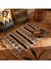 1PC Nordic Tassel Knit Rug Carpet Small Rug 60x90cm Bedroom Kitchen Rugs Living Room Washable Mat Boho Retro Home Decoration - Multicolor - View 11