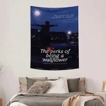 1 tấm thảm in họa tiết The Perks Of Being A Wallflower, đồ trang trí tường bằng vải polyester treo cho phòng khách, phòng ngủ, văn phòng, trang trí nhà cửa, tiệc tùng, vải treo tường hình chữ nhật cho nhà bếp có rèm, đi kèm 3 đinh treo tường và 2 kẹp, thảm treo tường - Nhiều màu - Xem 4