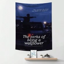 1 tấm thảm in họa tiết The Perks Of Being A Wallflower, đồ trang trí tường bằng vải polyester treo cho phòng khách, phòng ngủ, văn phòng, trang trí nhà cửa, tiệc tùng, vải treo tường hình chữ nhật cho nhà bếp có rèm, đi kèm 3 đinh treo tường và 2 kẹp, thảm treo tường - Nhiều màu - Xem 8