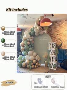 110 Stück, Set mit Ballongirlande in Salbeigrün, beige und goldene Ballons für Hochzeit, Geburtstag, Innenraum, Taufe, Dekoration, Hochzeitsdekoration, Partydekoration, Jahrestags-Dekoration, Bridal-Shower-Dekoration