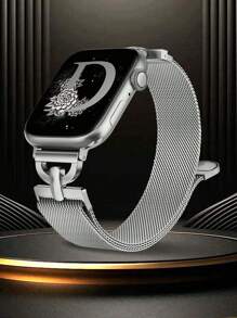 1 件兼容 表带，经典时尚设计金属 D 形装饰不锈钢磁性透气网状表带，银色，适用于 Ultra 3 2 1 SE S10 S9 S8 S7 S6 S5 S4 S3 S2 S1 系列，38 毫米 40 毫米 41 毫米 42 毫米 44 毫米 45 毫米 46 毫米 49 毫米，男女通用配件 - 銀色 - 查看 2