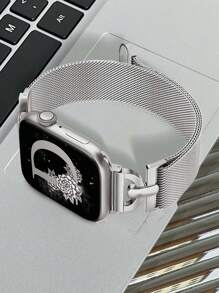 1 件兼容 表带，经典时尚设计金属 D 形装饰不锈钢磁性透气网状表带，银色，适用于 Ultra 3 2 1 SE S10 S9 S8 S7 S6 S5 S4 S3 S2 S1 系列，38 毫米 40 毫米 41 毫米 42 毫米 44 毫米 45 毫米 46 毫米 49 毫米，男女通用配件 - 銀色 - 查看 4