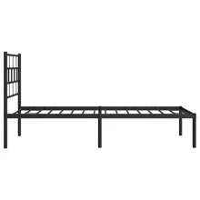 Black Metal Bed Frame With Headboard 75x190cm No Mattress Included Sturdy Design Modern Style - Black - View 5