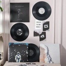 1Pc Of 12 Inch Fake Plastic Records Record Wall Decoration, Dormitory Decoration, Room Decoration Aesthetic Retro, Music Themed Decoration Plastic Vinyl Record, Universal Holiday Decoration, Creative Graffiti Design, Perfect Birthday Gift. Birthday Gifts Graduation - Multicolor - View 8