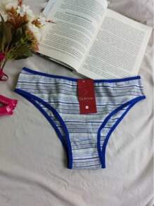 Kit 5 Striped Cotton Panties Comfort Lingerie Printed Women's Intimate Fashion Comfortable Women's Thong Set - Nhiều màu - Xem 5