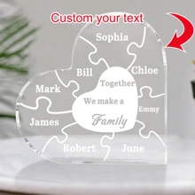 Customizable 'Together We Make A Family' Acrylic Heart Puzzle - Perfect For Father's Day, Birthdays & Housewarming Gifts Graduation - 10*10cm Love Text Card Brick - View 1