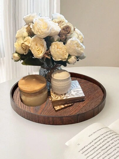 1 件木制托盘珠宝展示高端装饰托盘适用于门厅、卧室、客厅、圆形/方形木制托盘、日式简约风格、家居、咖啡厅、蛋糕架